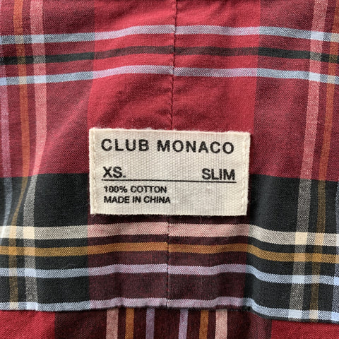 CLUB MONACO Size XS Red Plaid Cotton Button Up Long Sleeve Shirt