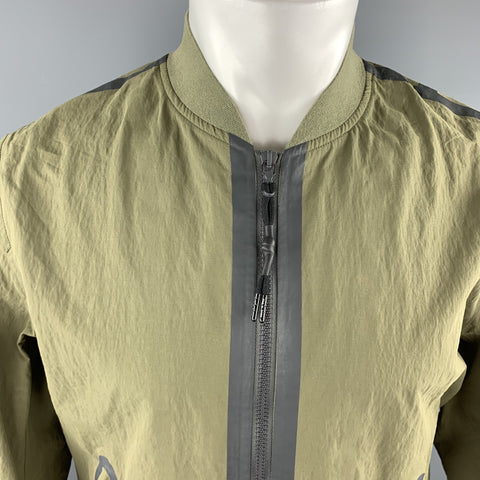 RAG & BONE Size M Olive Nylon Grey Zip Windbreaker Bomber Jacket