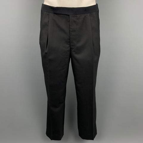 OXXFORD CLOTHES 42 Regular Black Wool Peak Lapel Tuxedo Suit