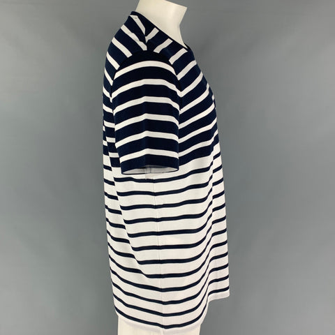 BOSS by HUGO BOSS Size XXL Navy White Cotton Crew-Neck T-shirt