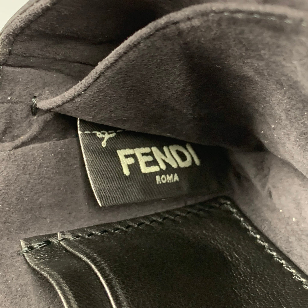 FENDI Black Fringe Leather Monster Mcro Baguette