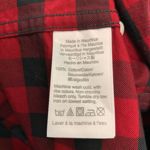 J.CREW Size L Red Black Checkered Cotton One pocket Long Sleeve Shirt