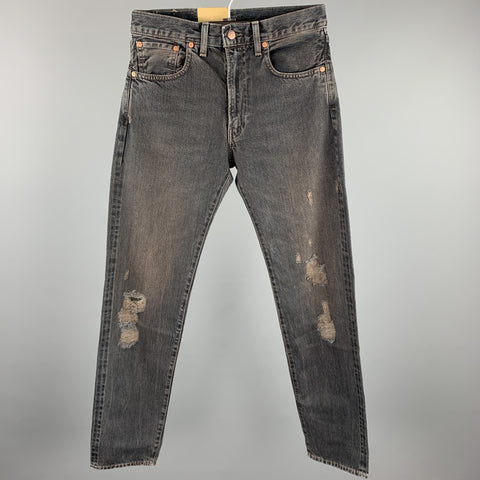 LEVI'S VINTAGE CLOTHING 551 ZXX Size 29 Charcoal Wash Selvedge Denim Zip Up Jeans