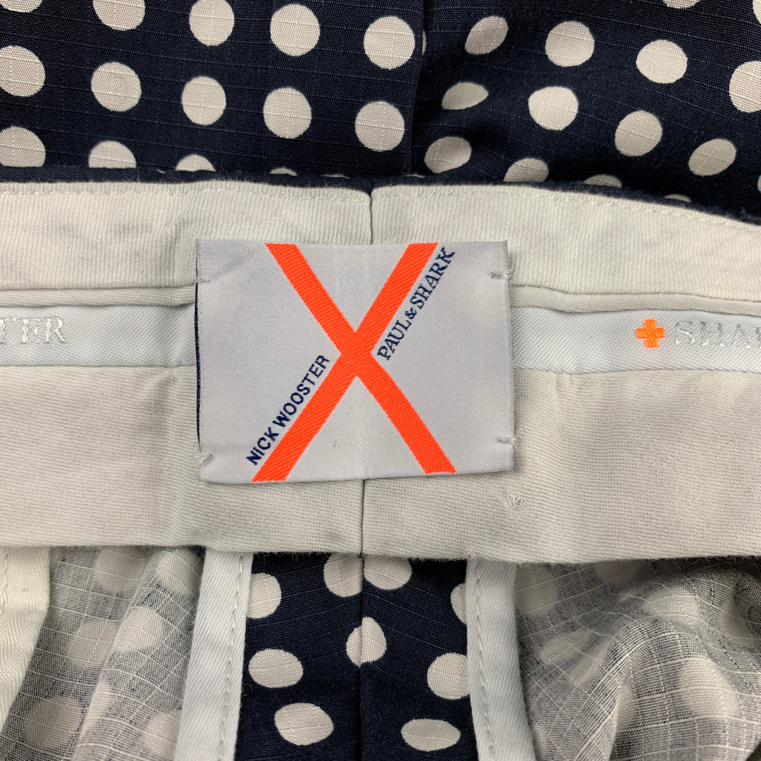 NICK WOOSTER x PAUL SHARK Size 34 Black & White Polka Dot Cropped Casual Pants
