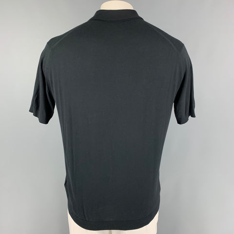 JOHN SMEDLEY Size XL Black Cotton Buttoned Polo