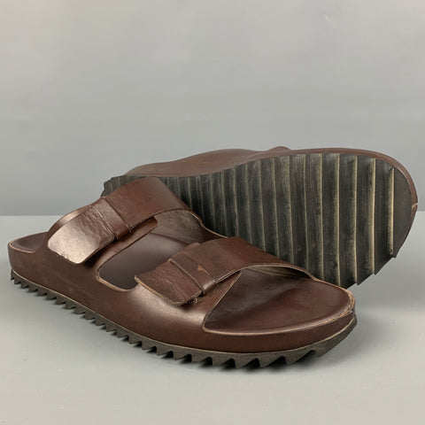 OFFICINE CREATIVE Sandales à glissière en cuir marron taille 9