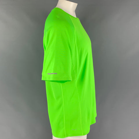 Camiseta NIKE Dri-Fit con cuello redondo y poliéster verde talla XL