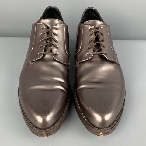 JIMMY CHOO Size 10 Brown Metallic Leather Lace Up Shoes