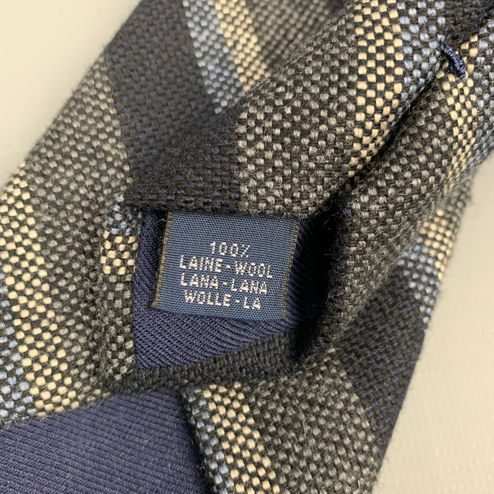 BREUER Cravate en laine tricotée à rayures noires et anthracite