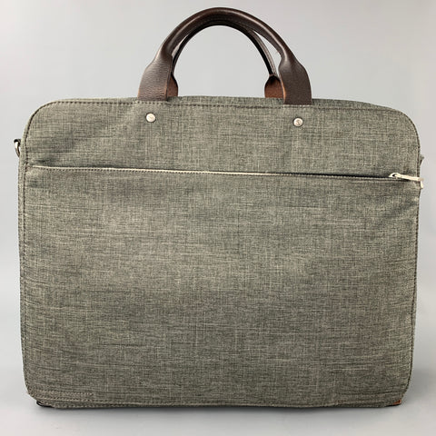 JACK SPADE Grey & Brown Leather Trim Canvas Laptop Bag