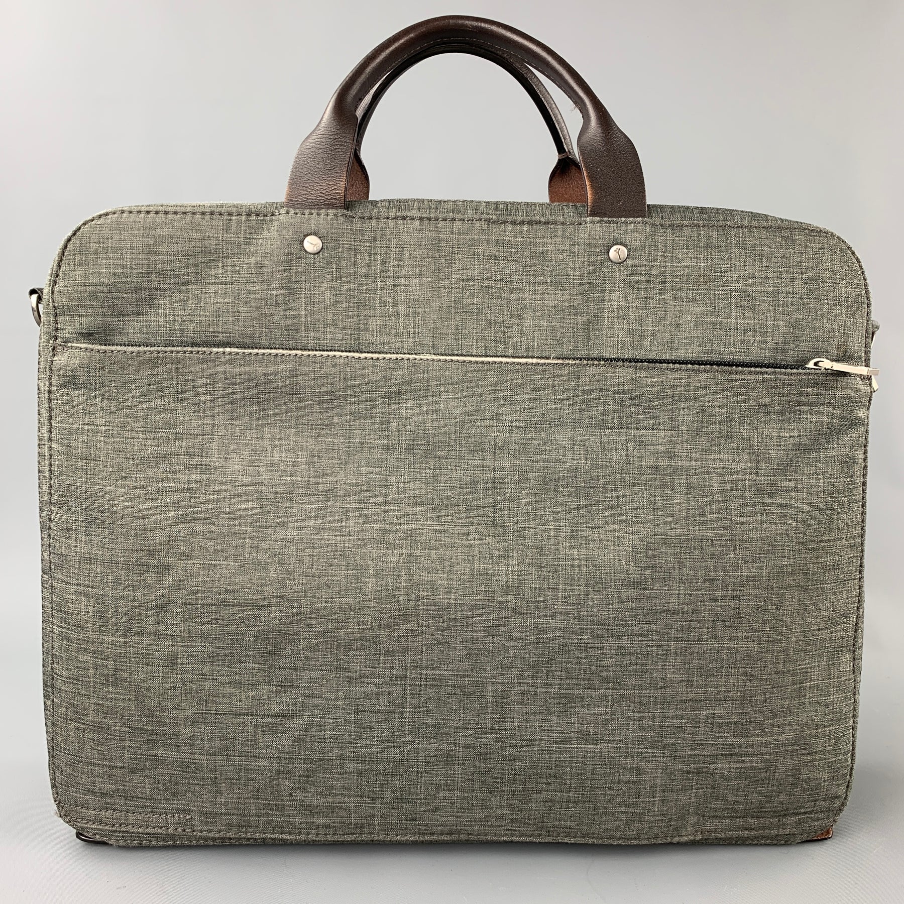 Jack Spade Leather Trimmed Gray Canvas Laptop Bag Excellent Cond
