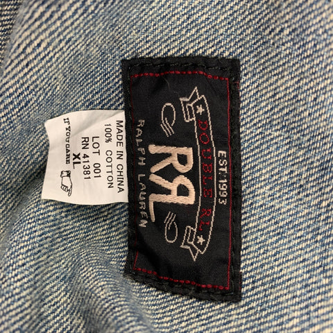 RRL by RALPH LAUREN Size XL Blue Distressed Cotton Denim Jacket