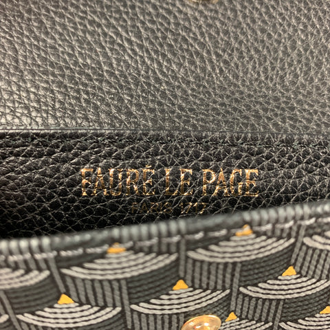 FAURE' LE PAGE Grey Black Coated Canvas Wristlet Bag