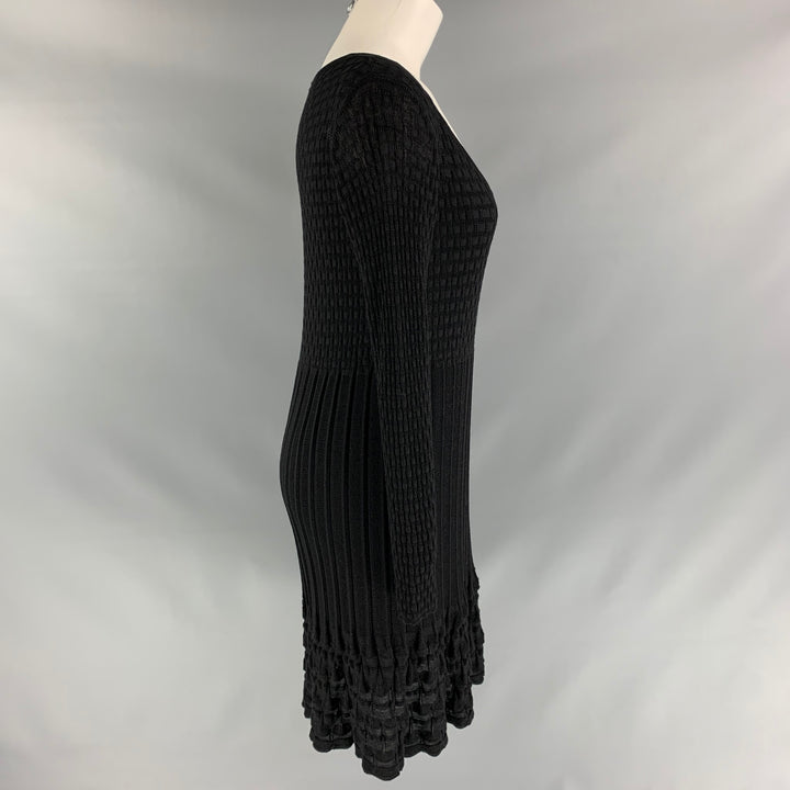 M MISSONI Size 8 Black Wool Blend Knitted A-Line Dress