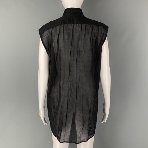 DRIES VAN NOTEN Size M Black Cotton Ruffled Sleeveless Shirt