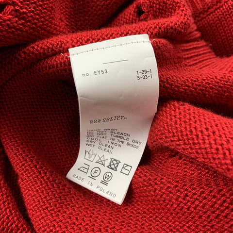 MISBHV Taille S Pull en coton/acrylique en détresse rouge et noir