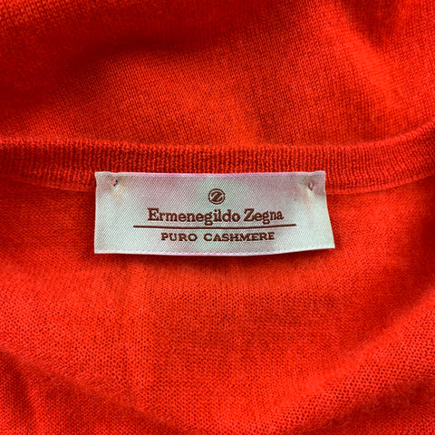 ERMENEGILDO ZEGNA Size M Red Cashmere V-Neck Pullover Sweater