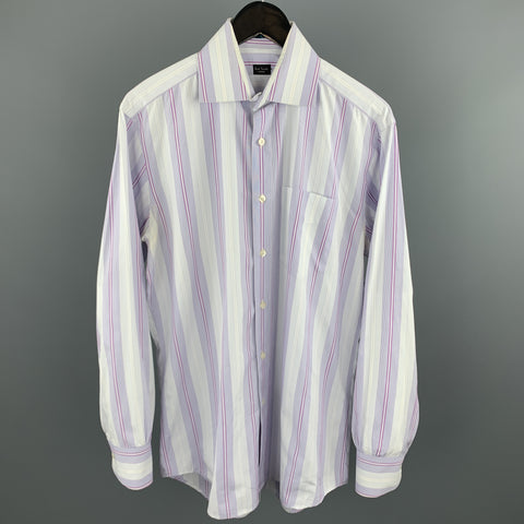 PAUL SMITH Size S Lavender Stripe Cotton Button Up Long Sleeve Shirt