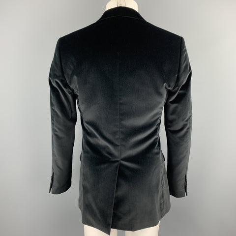 DOLCE & GABBANA Size 40 Black Cotton Notch Lapel Sport Coat