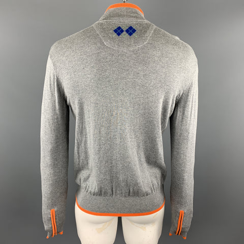 ROBERT GRAHAM Size L Gray Cotton / Cashmere Half Zip Pullover