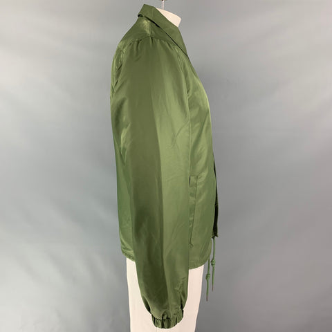 BANKS JOURNAL Nylon Chest Size L Green Solid Snaps Jacket