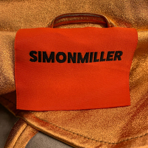 SIMON MILLER Size L Copper Faux Leather Metallic Trench Coat