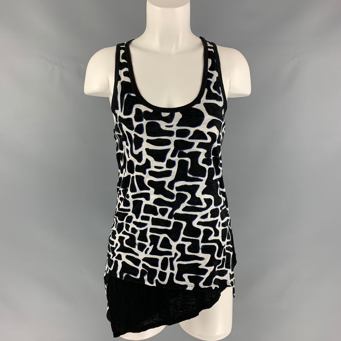 PROENZA SCHOULER Size XS Black & White Cotton Abstract T-Shirt