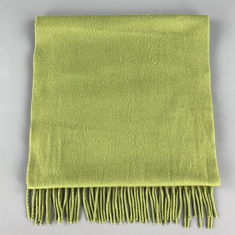 LORO PIANA Green Cashmere Fringe Scarf