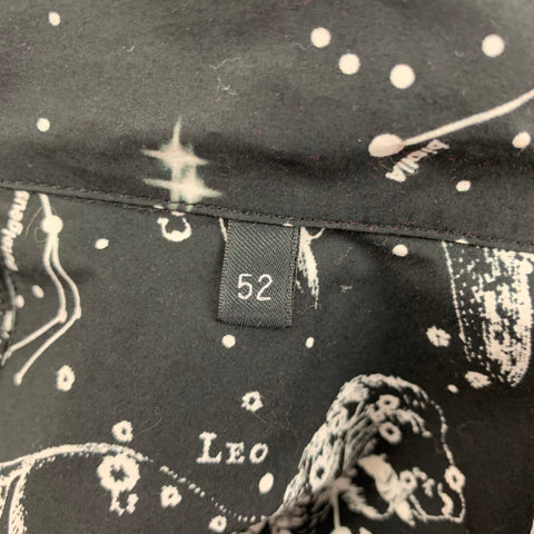 VALENTINO Size L Black White Print Cotton Camp Short Sleeve Shirt