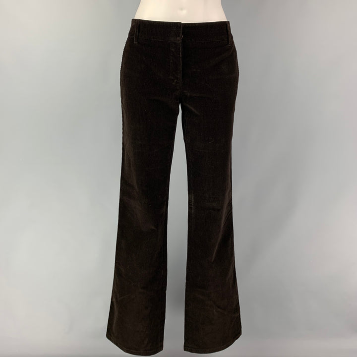 PRADA Talla 6 Pantalones casuales de pana marrón con frente plano