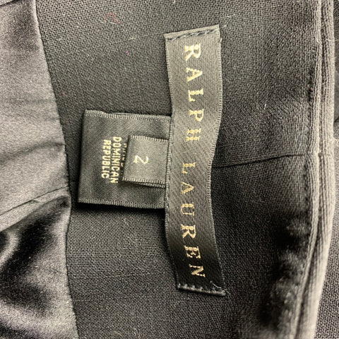 RALPH LAUREN Black Label Taille 2 Jupe crayon ceinturée en laine noire