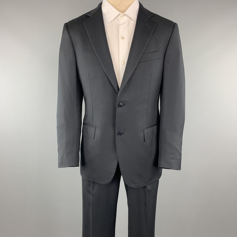 ERMENEGILDO ZEGNA Taille 38 Marine Solide Court Laine Revers Cranté 32 x 30 Costume