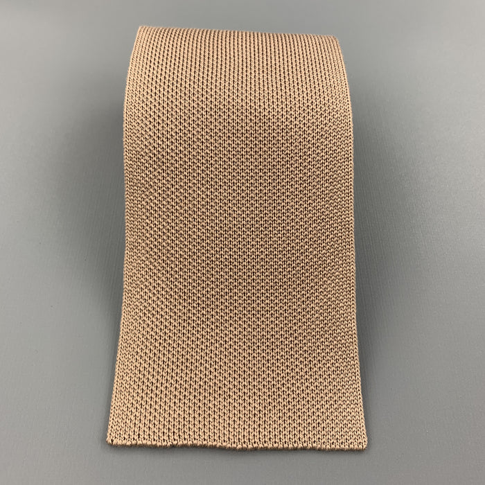 HERMES Pastel Taupe Woven Silk Tie