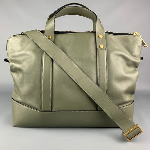 CALVIN KLEIN COLLECTION Olive Leather Rectangle Cross Body Bag