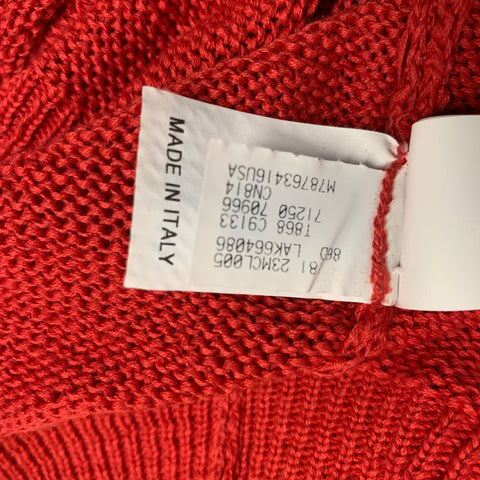 BRUNELLO CUCINELLI Size S Red White Cotton Stripe V Neck Cardigan