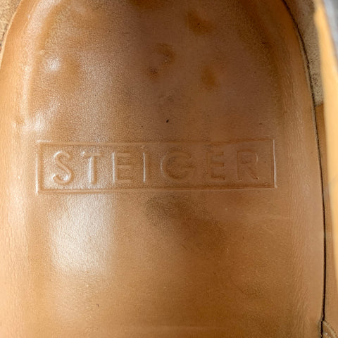 STEIGER Size 7.5 Brown Mixed Fabrics Suede Wingtip Loafers
