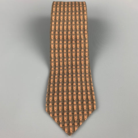 HERMES 720 FA Brown Equestrian Silk Tie