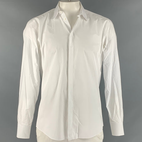 DOLCE &amp; GABBANA Taille L Chemise à manches longues en coton blanc avec boutons cachés