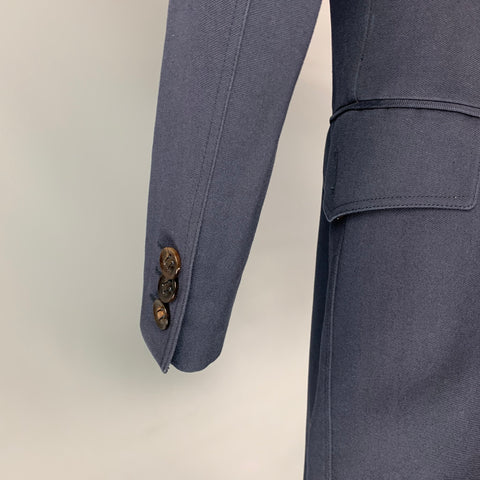 BURBERRY PRORSUM Spring 2007 Size 38 Navy Cotton / Wool Crystal Embellished Peacoat Coat