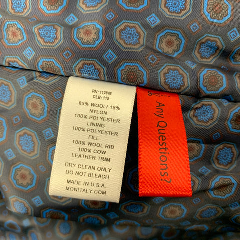 MONITALY Size 42 Navy & Grey Patchwork Wool Blend Zip Up Vest
