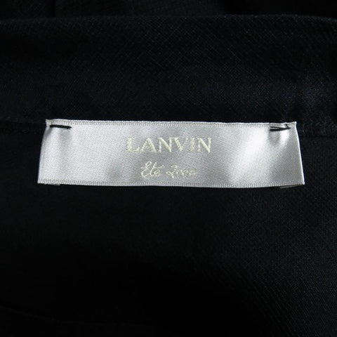 LANVIN Primavera 2006 US 6 Falda lápiz de seda negra con dobladillo con volantes