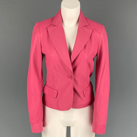 PAUL & SHARK Size XS Pink Leather Notch Lapel Jacket