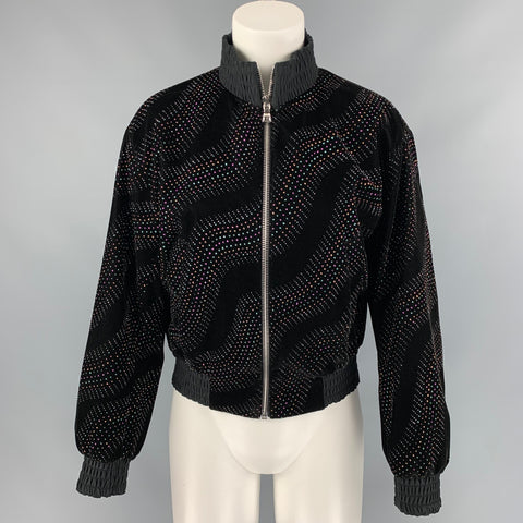 MARC JACOBS Size 2 Black Acetate Blend Rhinestone Embellishment Jacket