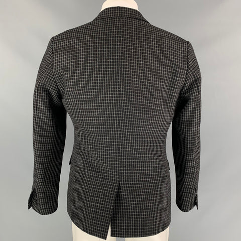 MARNI Size 38 Black & Grey Window Pane Wool Notch Lapel Sport Coat
