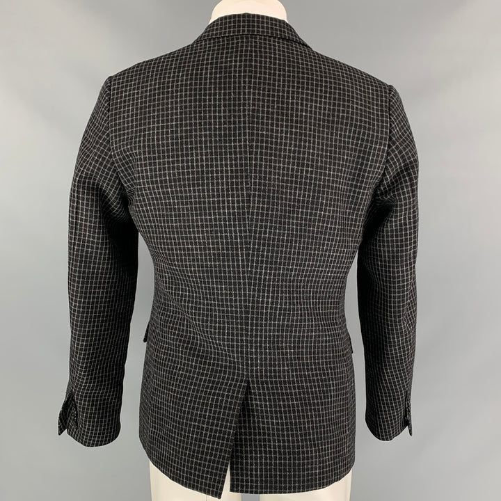 MARNI Talla 38 Abrigo deportivo con solapa de muesca de lana con paneles de ventana en negro y gris