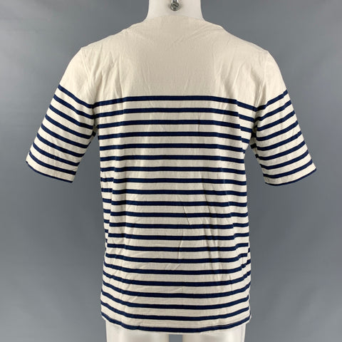 RRL by RALPH LAUREN Size M Cream Navy Stripe Cotton Nautical T-shirt