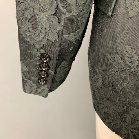 D&G by DOLCE & GABBANA Size 44 Black Lace Notch Lapel Sport Coat