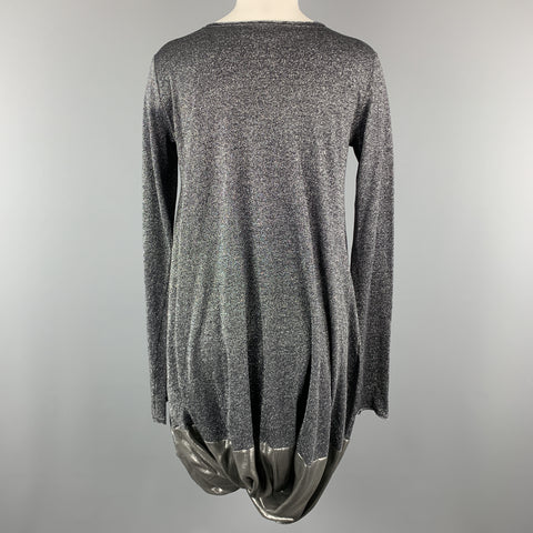 HACHE Size 6 Silver Wool Blend Metallic Long Sleeves Bubble Hem Dress