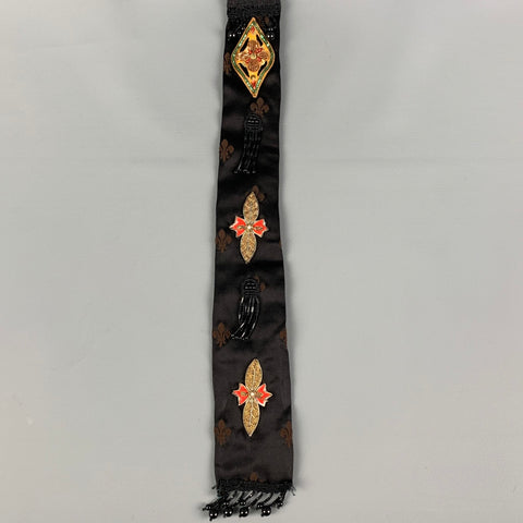 JEAN PAUL GAULTIER Size One Size Black Gold Embellished Tie