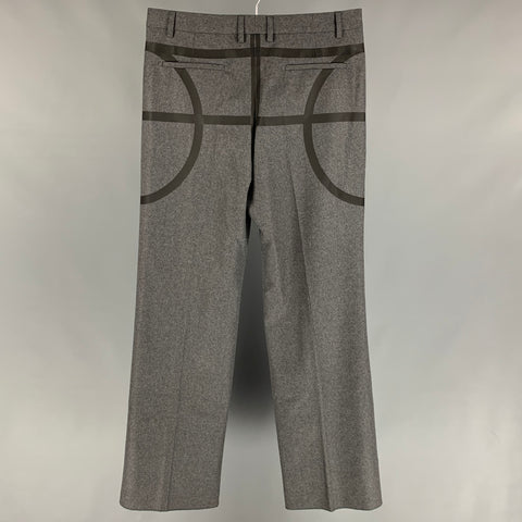 GIVENCHY Fall 2014 Basketball Collection Size 34 Gray & Black Wool Wide Leg Dress Pants